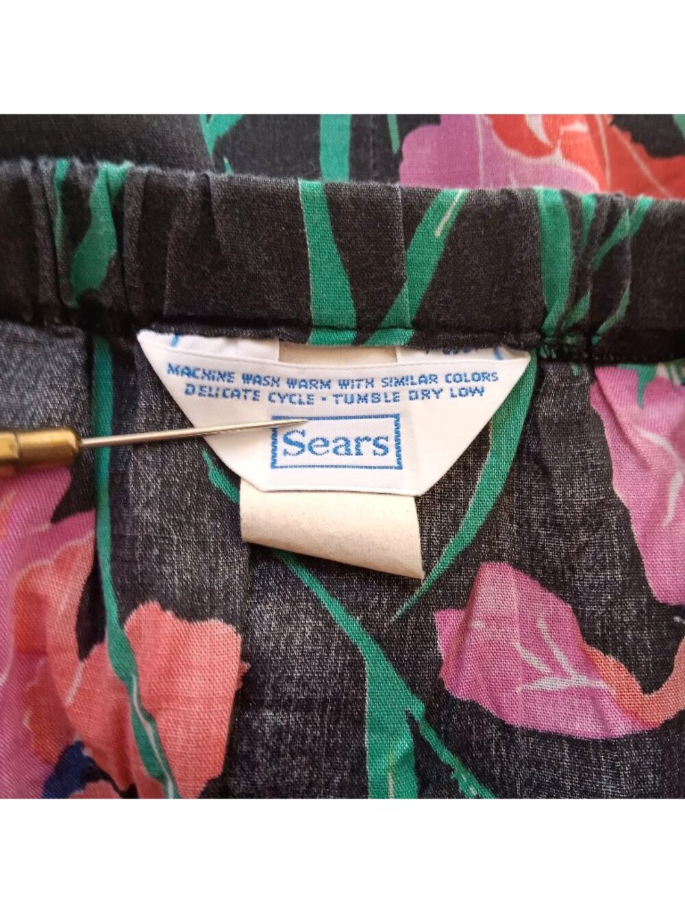 True Vintage Dress 70's Sears Medium Floral Halter Dress Elastic Waist Tie